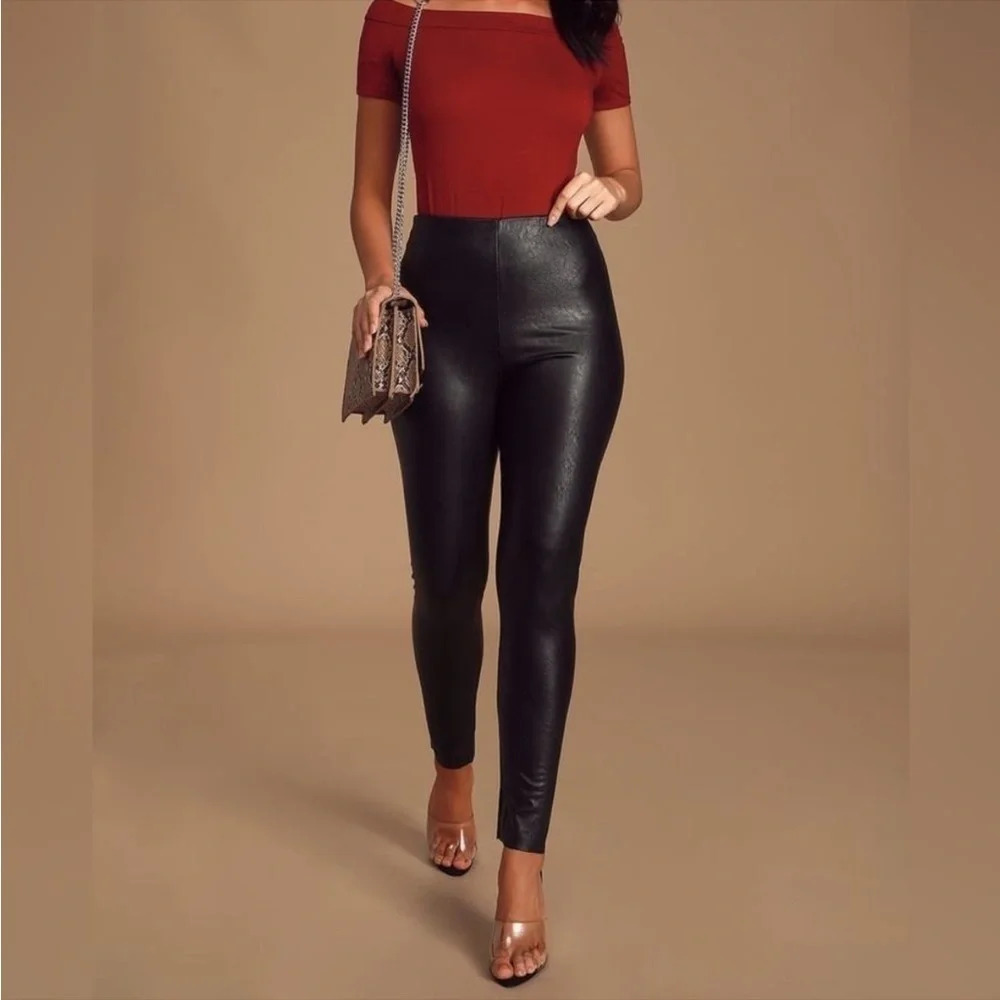 Lulus women’s small Black Elliana Faux Leather High Waisted‎ Leggings Vegan